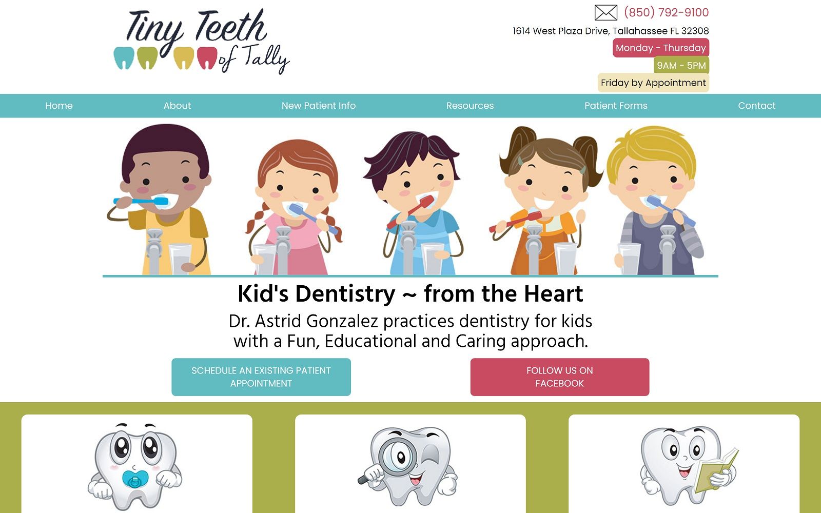 The screenshot of tiny teeth of tally tinyteethoftally. Com dr. Astrid gonzalez website