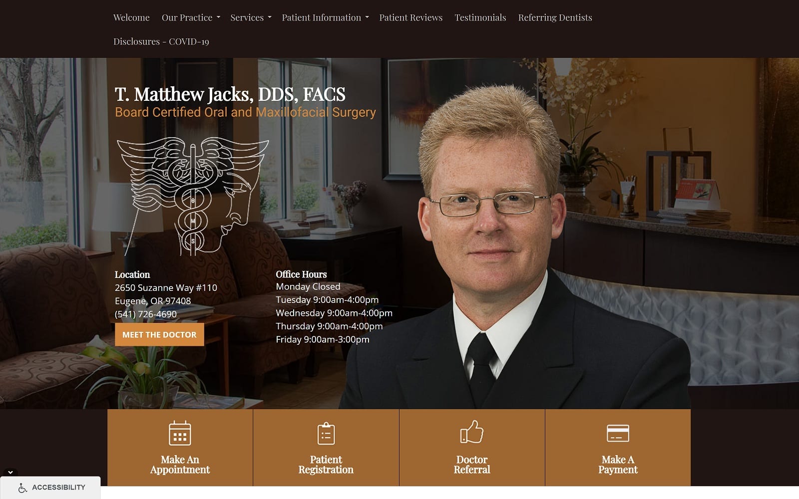 The screenshot of t. Matthew jacks, dds tmjacks. Com website