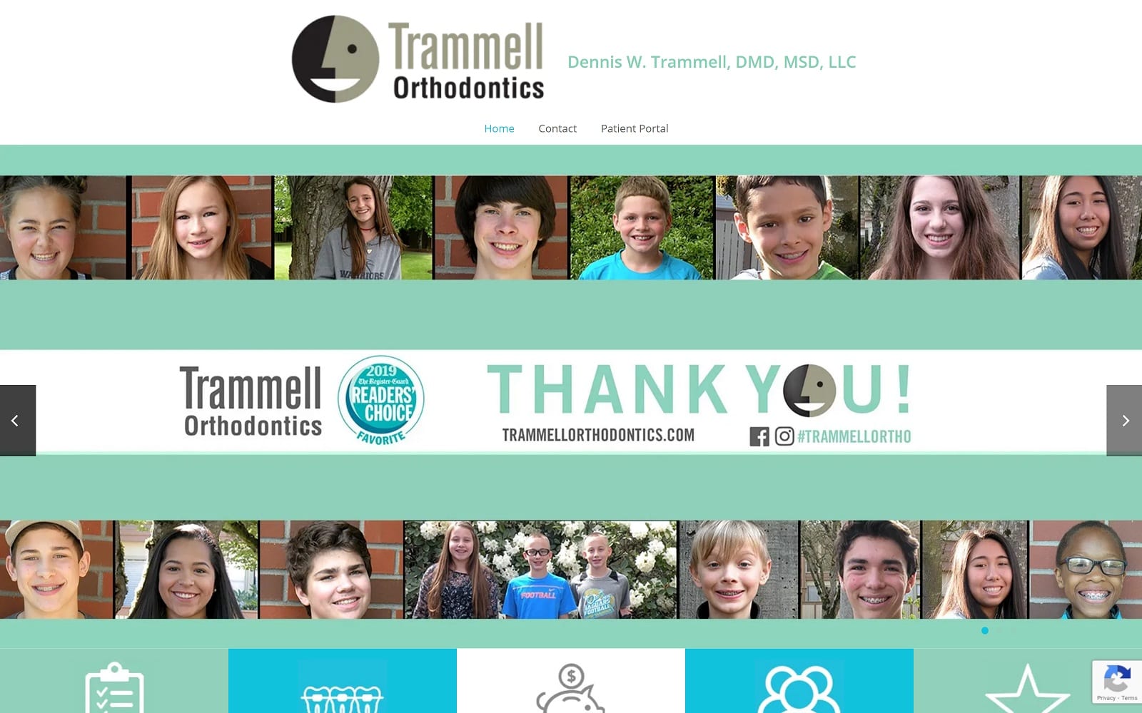 The screenshot of dennis trammell orthodontics trammellorthodontics. Com website