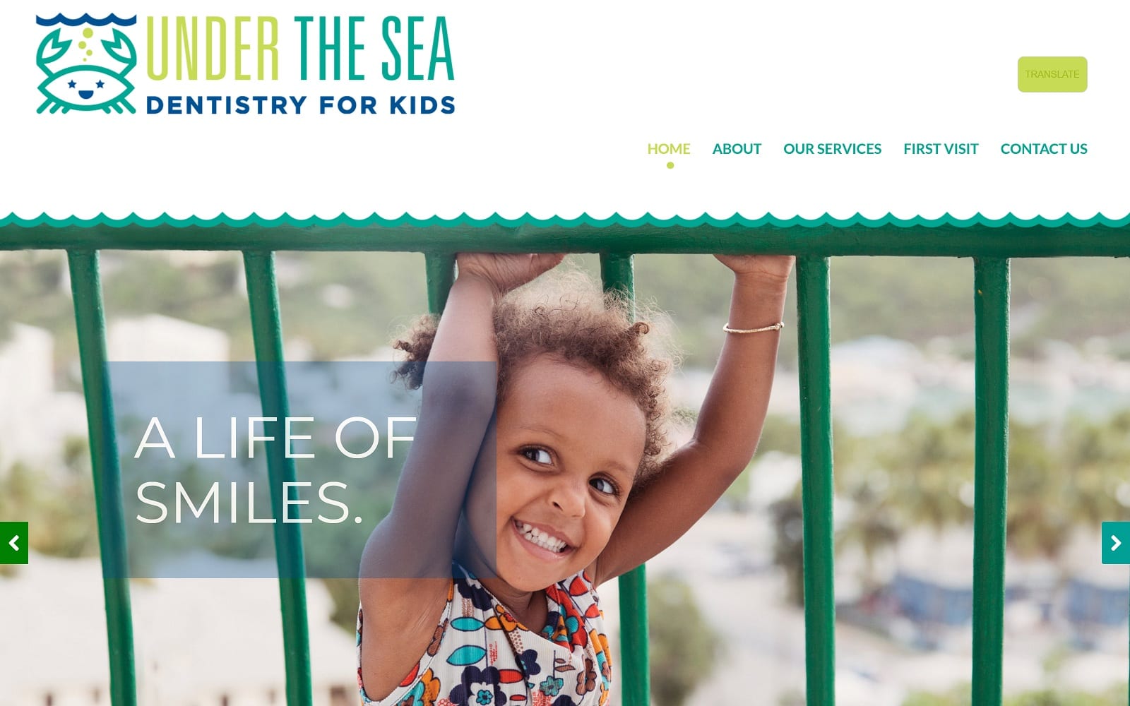 The screenshot of under the sea dentistry for kids undertheseakidsdentist. Com dr. Pam butler website