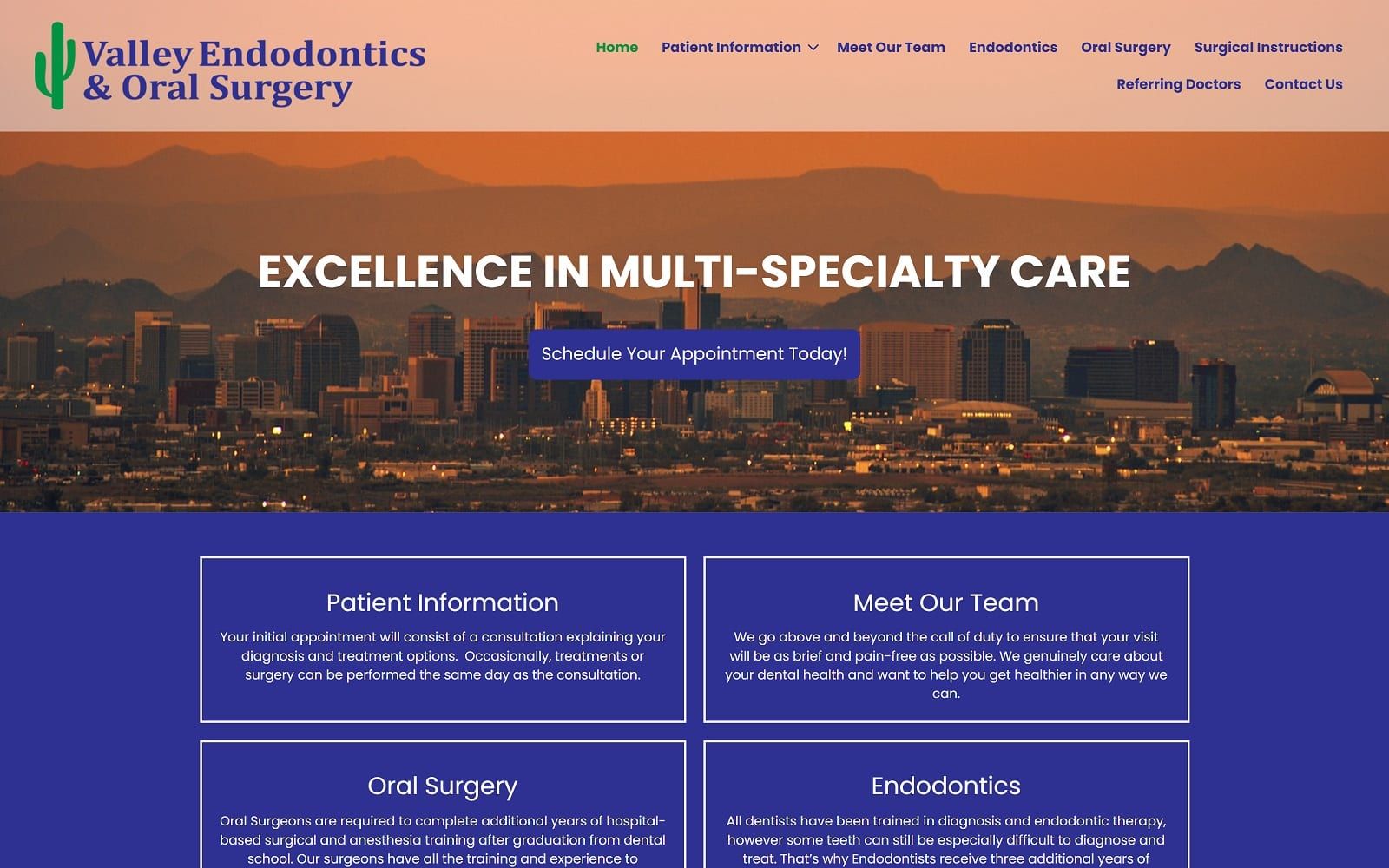 The screenshot of valley endodontics inc website