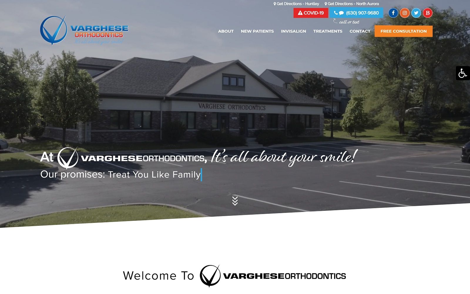 The screenshot of varghese orthodontics vargheseorthodontics. Com website