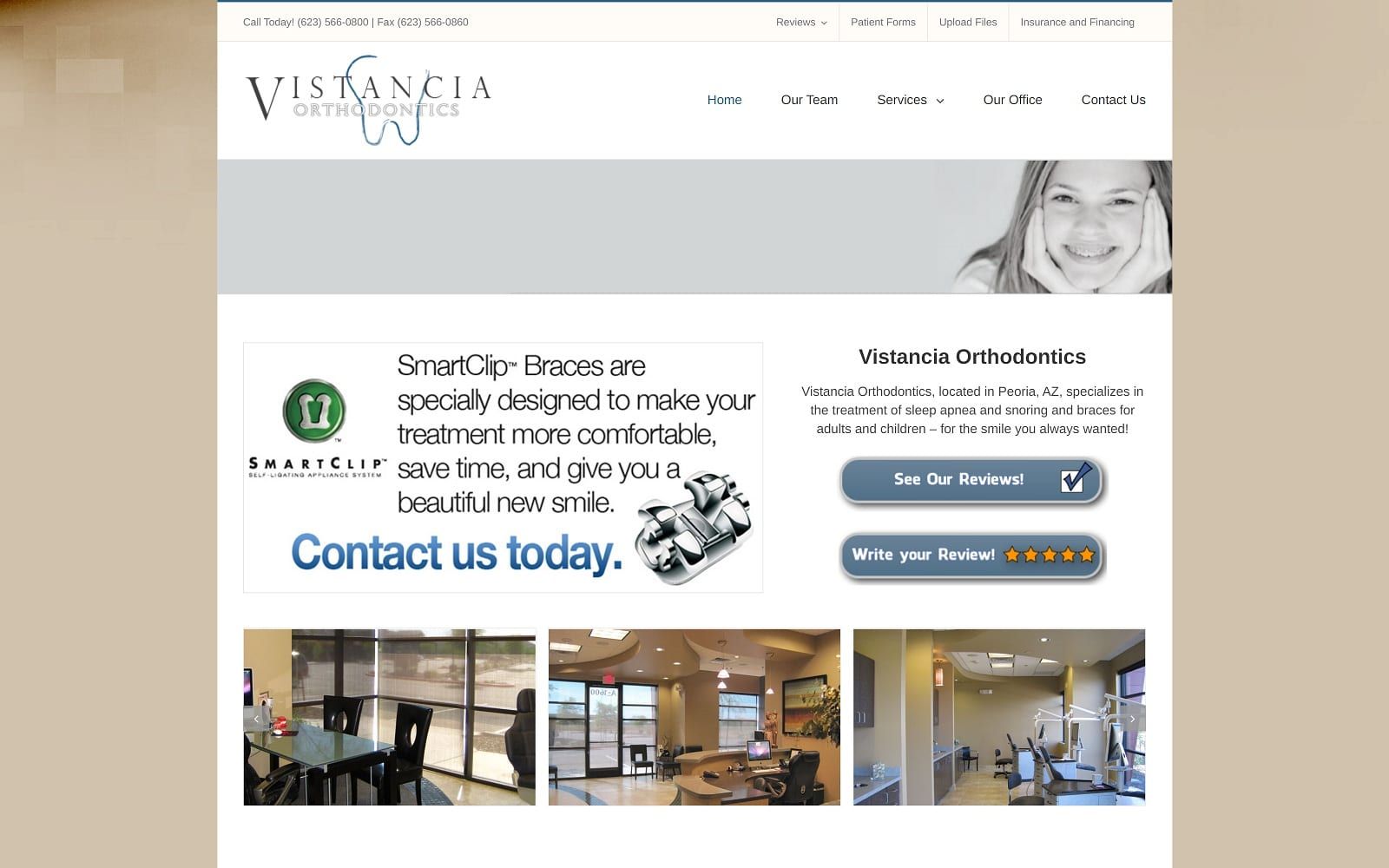 The screenshot of vistancia orthodontics peoria's orthodontist vistanciaortho. Com website