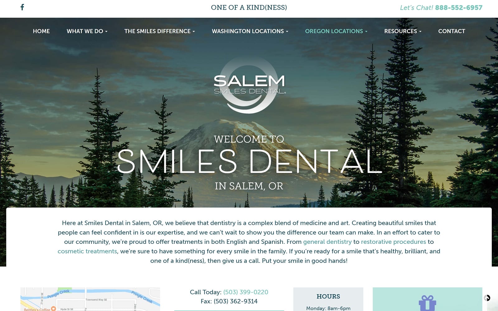 The screenshot of smiles dental salem welovesmiles. Com/locations/oregon-locations/salem-dental website