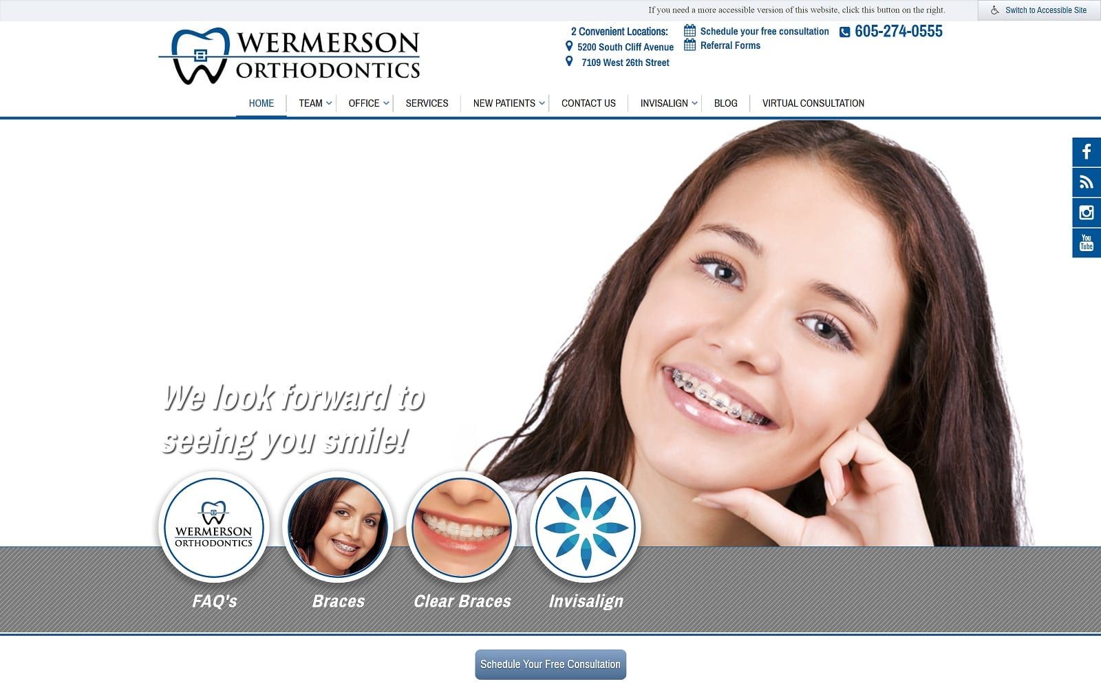 The screenshot of wermerson orthodontics wermersonorthodontics. Com dr. Chris wermerson website