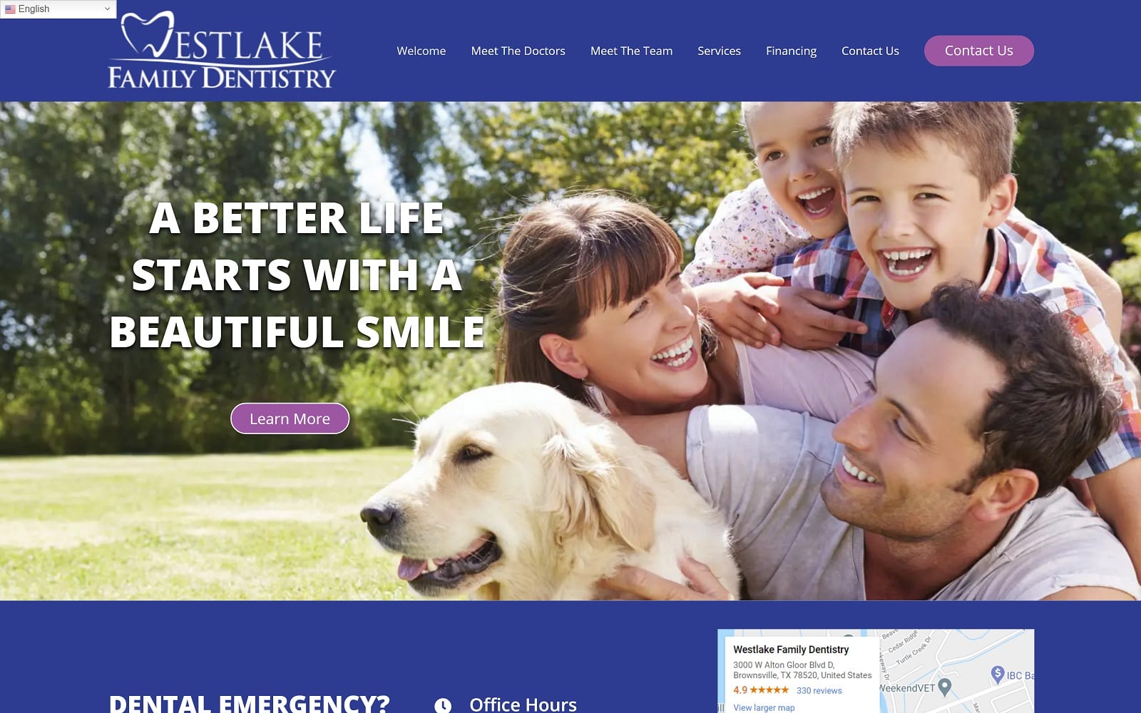 The screenshot of westlake family dentistry westlakefamilydentistrytx. Com website