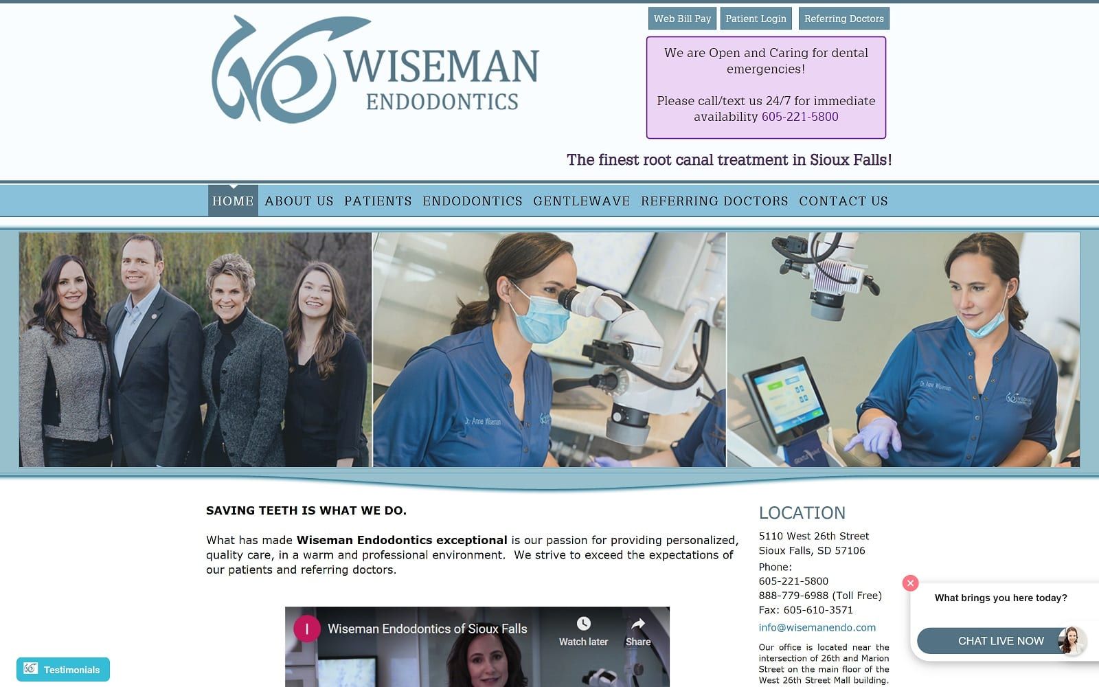 The screenshot of wiseman endodontics wisemanendo. Com/home. Aspx website