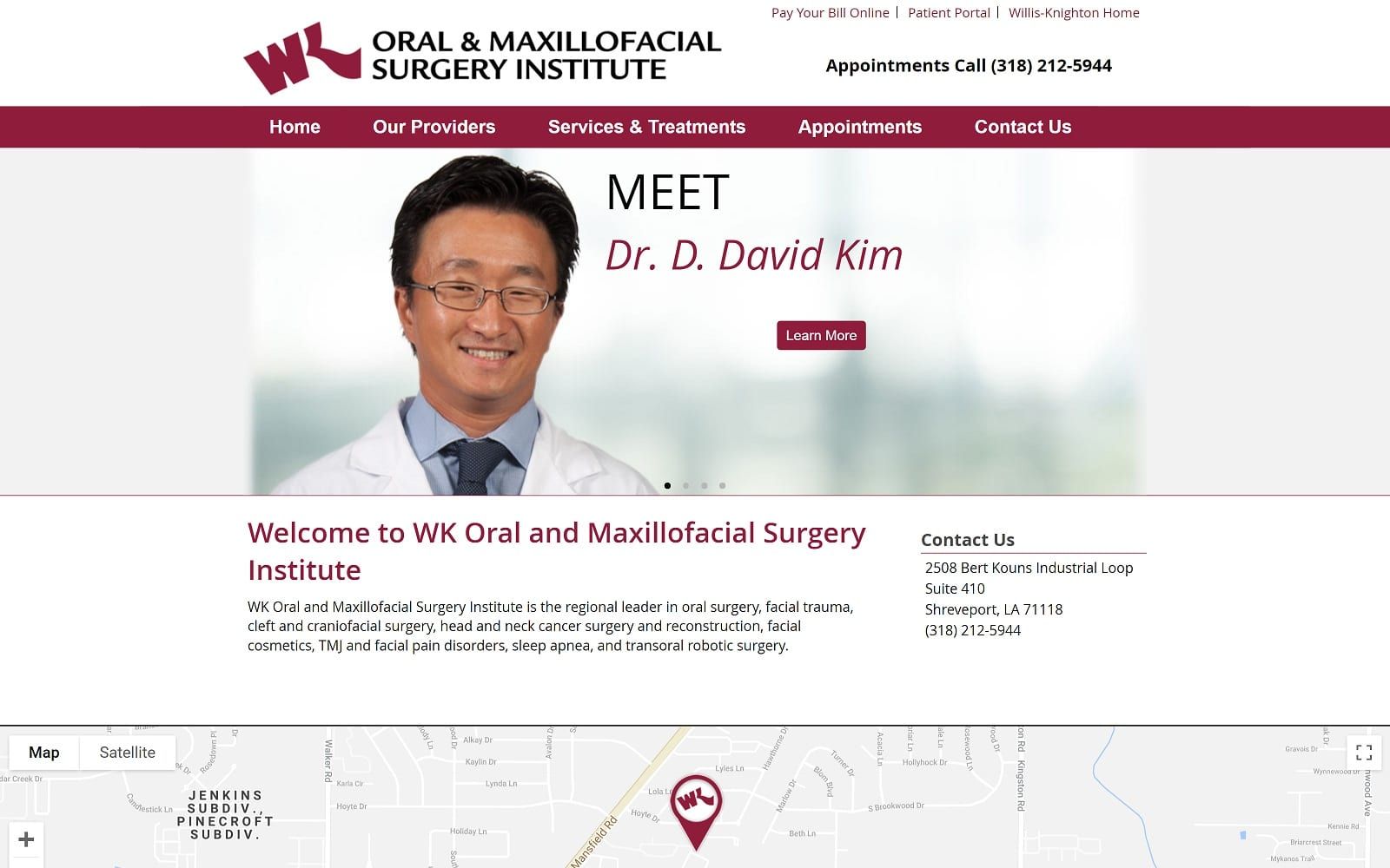 The screenshot of wk/univ oral & maxillofacial wkomsi. Com dr. David kim website