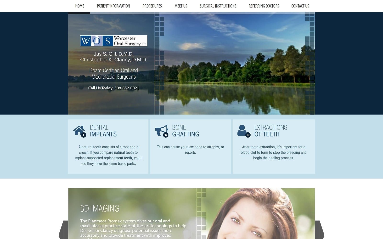 The screenshot of worcester oral surgery, p. C. Worcesteroralsurgery. Com website