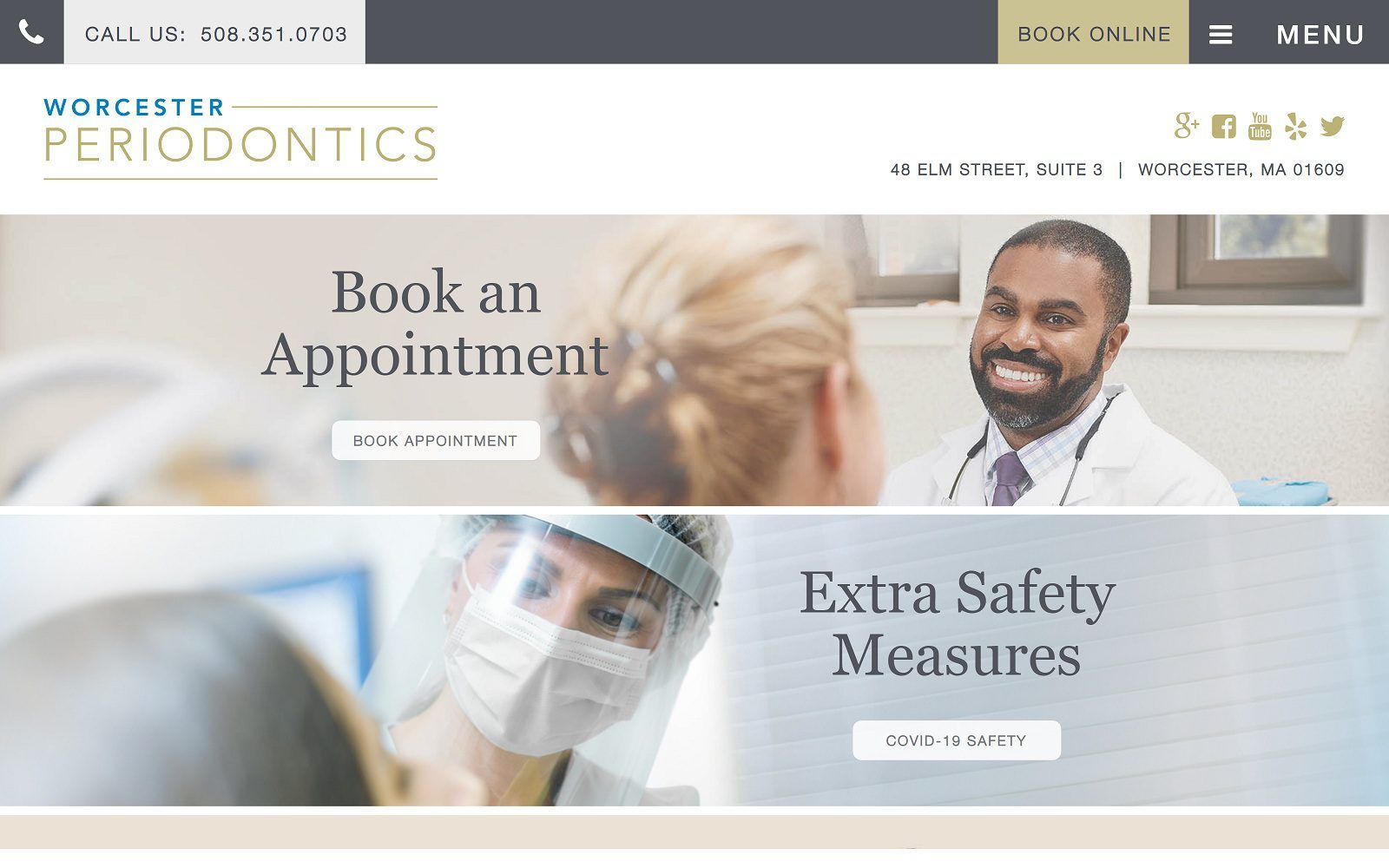 The screenshot of worcester periodontics worcesterperiodontics. Com website