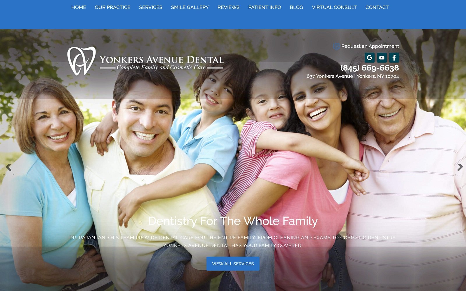 The screenshot of yonkers avenue dental yonkersavenuedental. Com dr. Rajani website