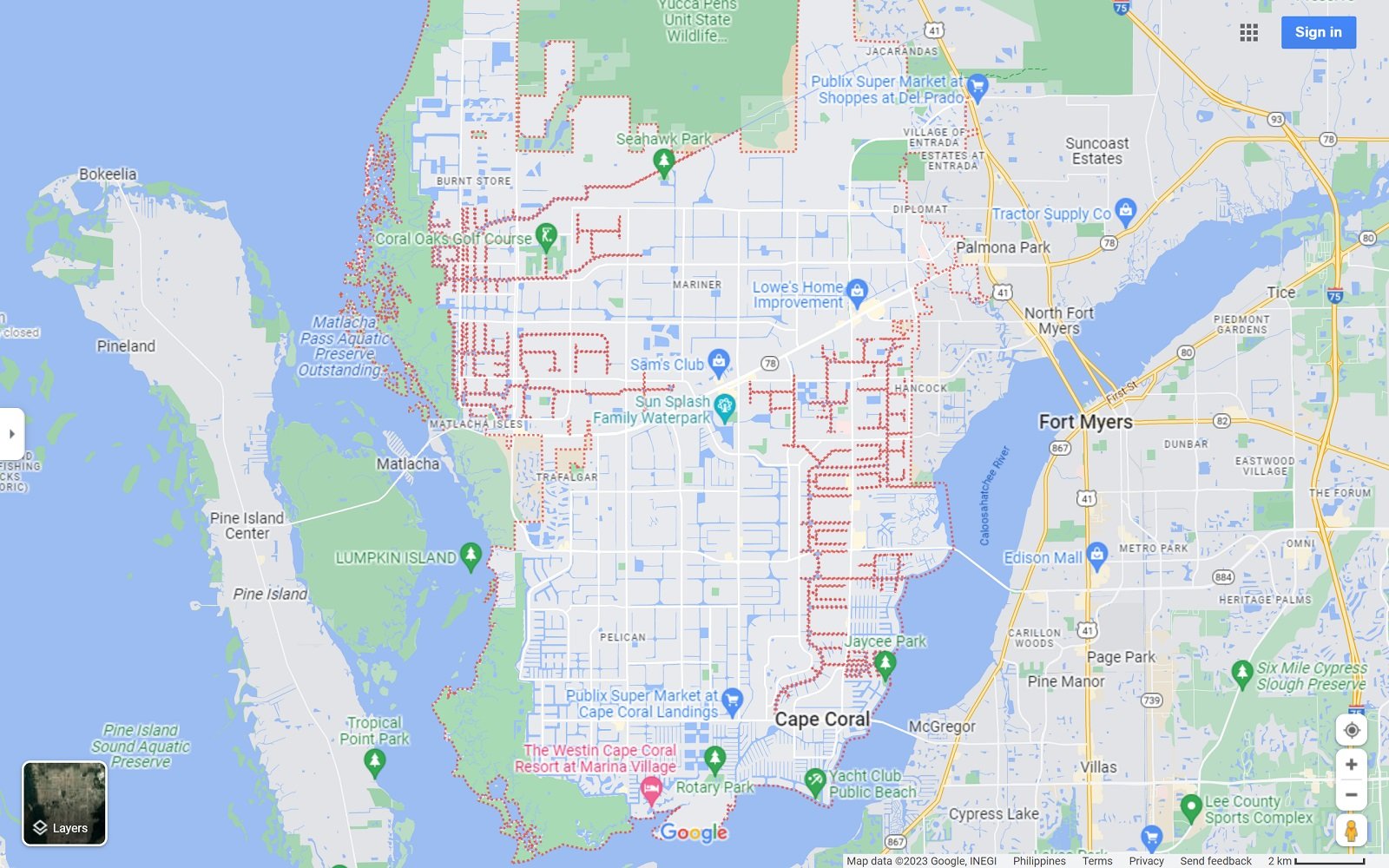 Cape Coral Fl map