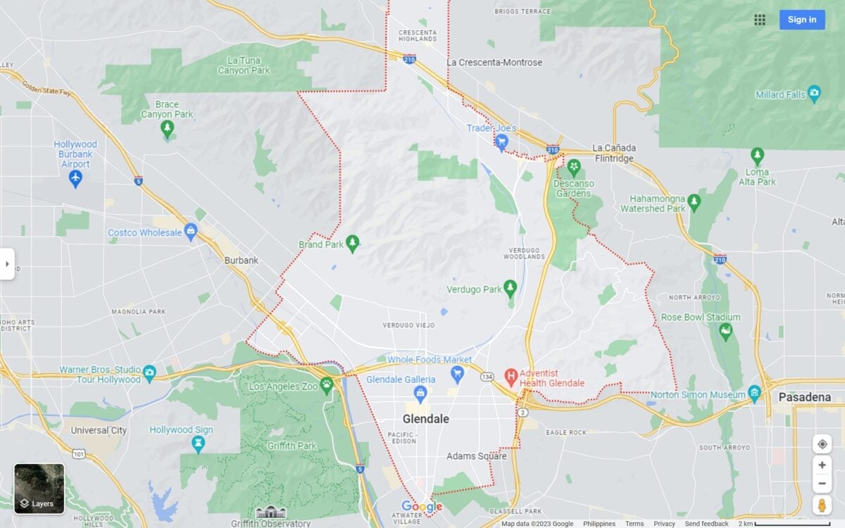 Glendale CA map