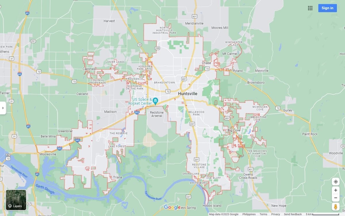 Huntsville AL map