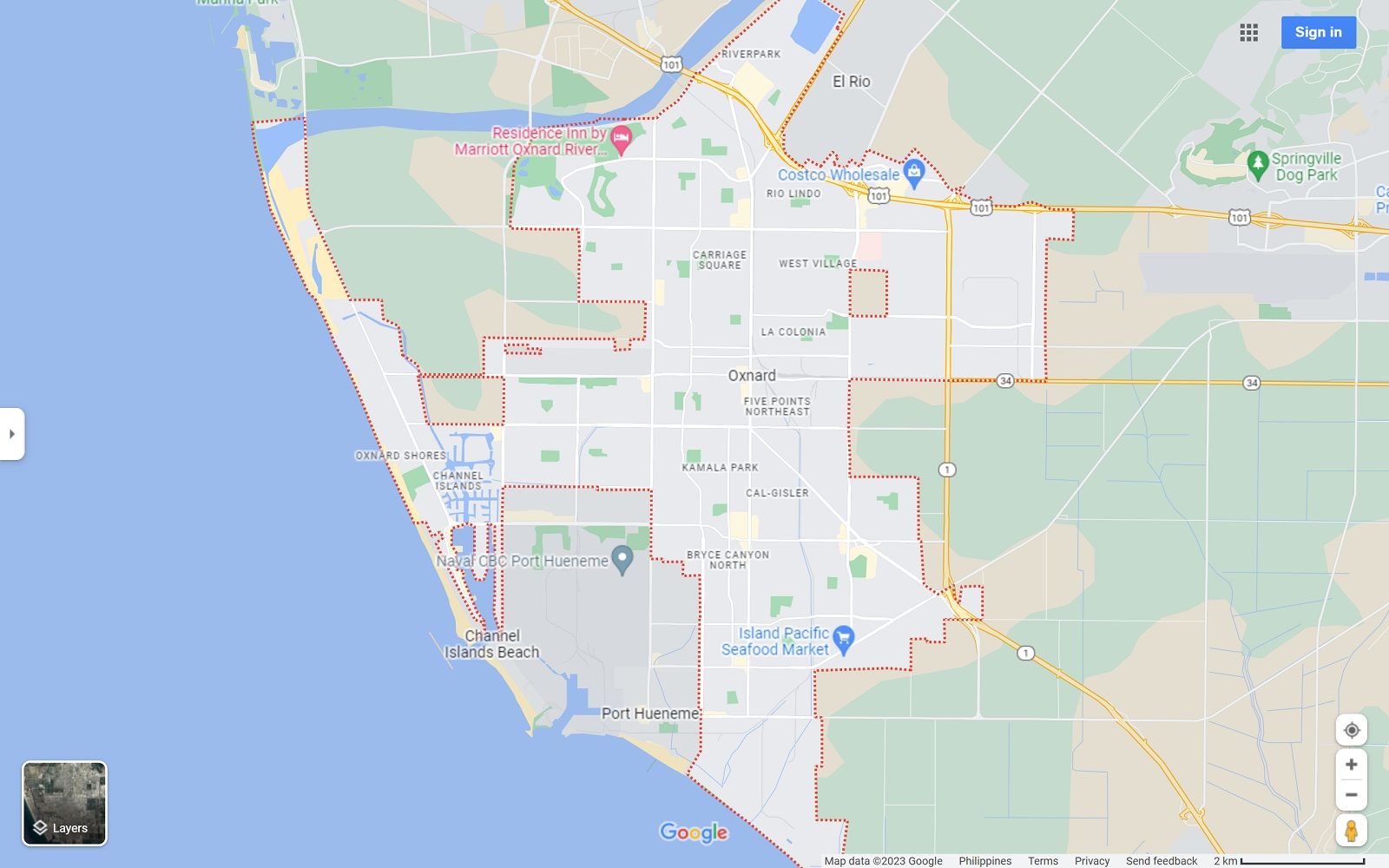 Oxnard CA map