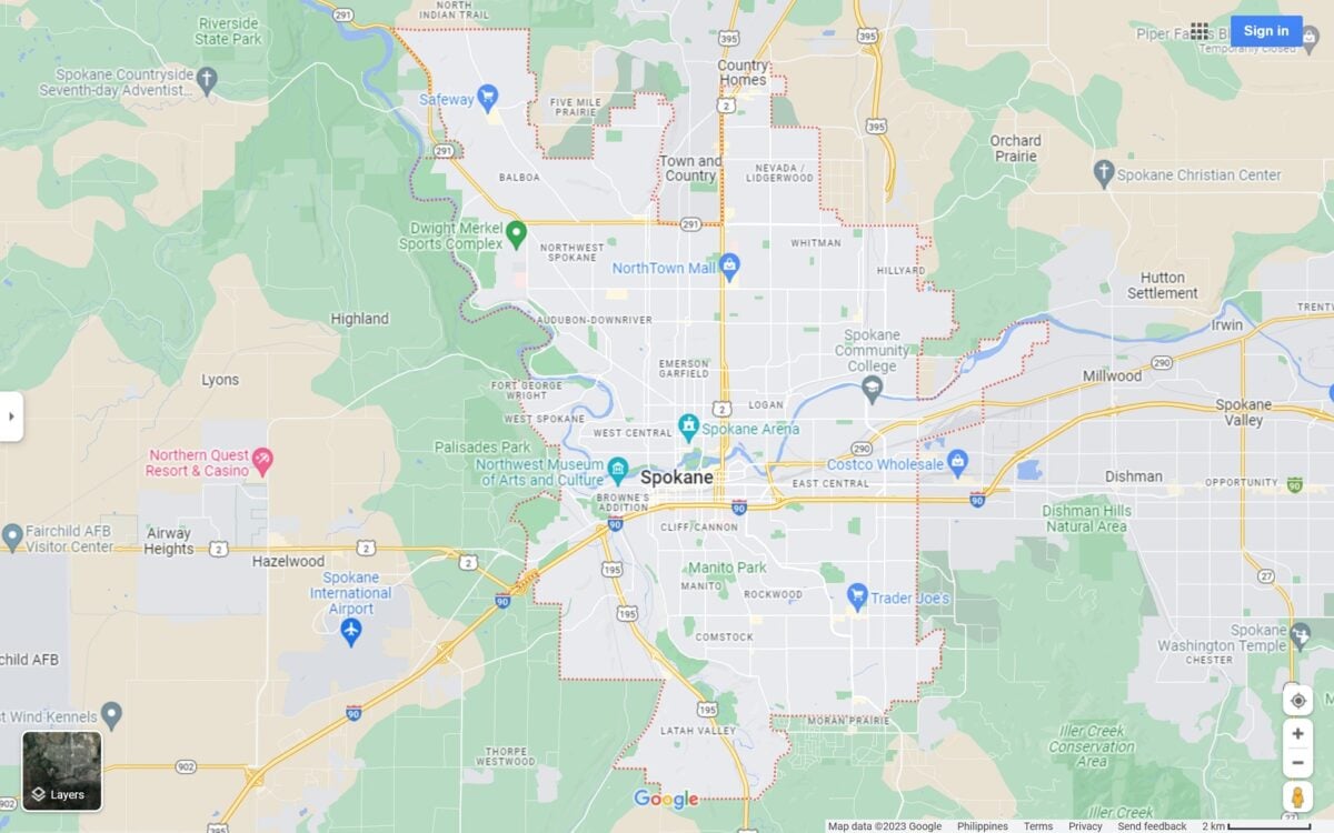 Spokane WA map