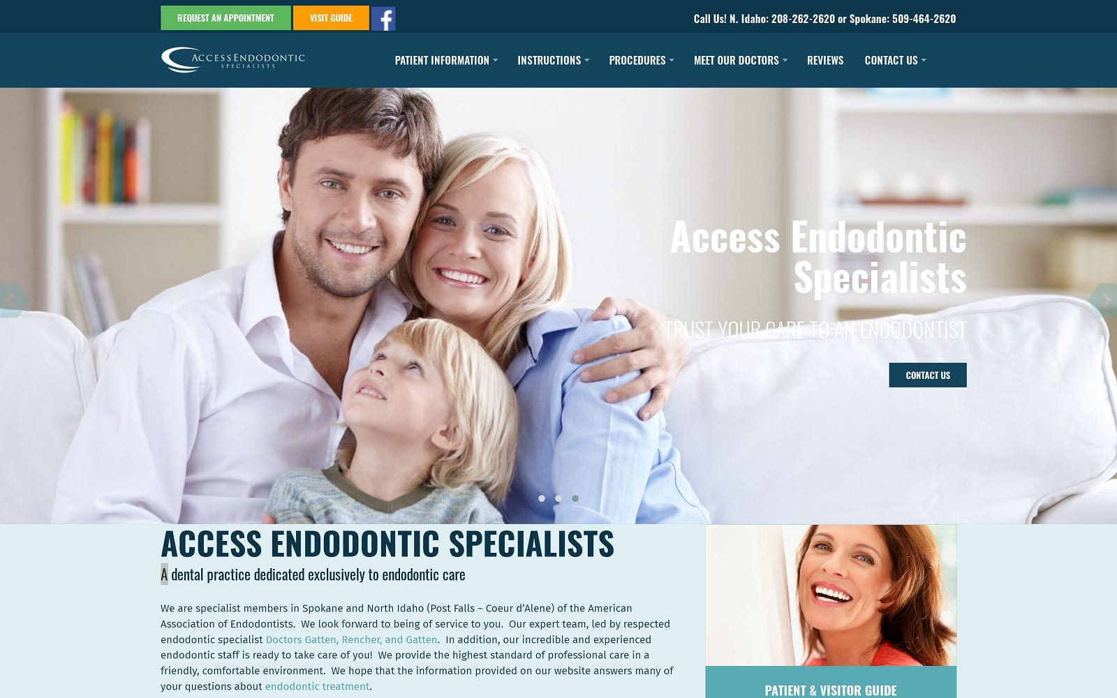 The screenshot of access endodontic specialists accessendo. Com website