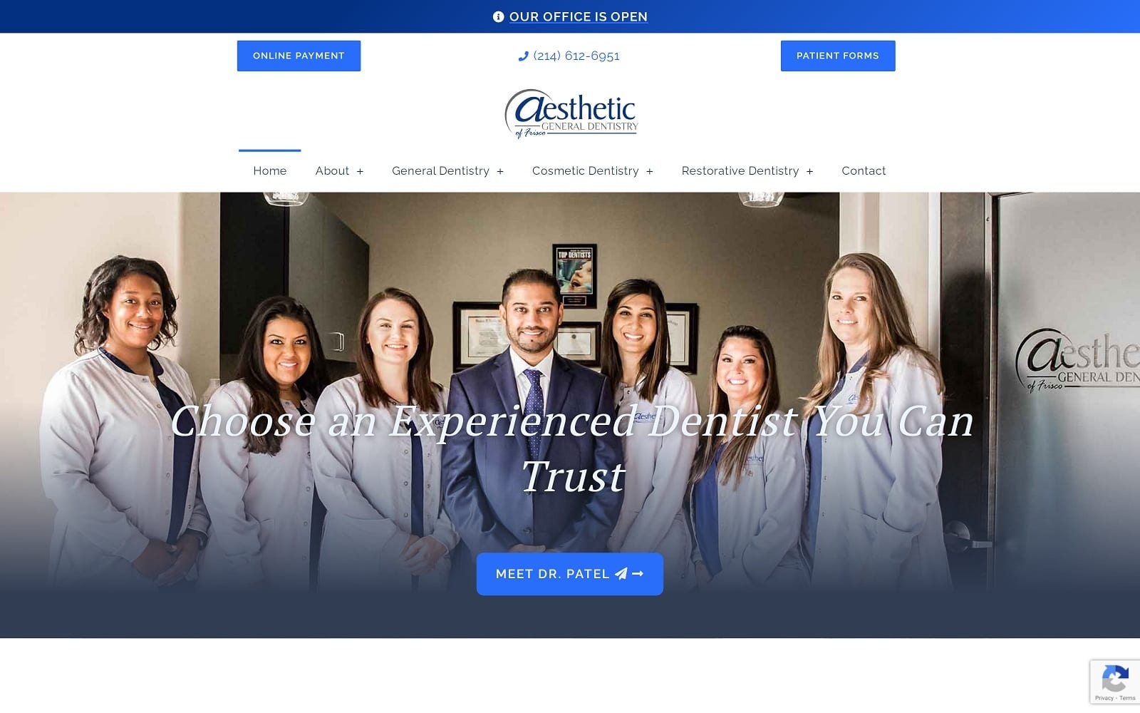 The screenshot of aesthetic general dentistry of frisco agdfrisco. Com dr. Chirag patel website