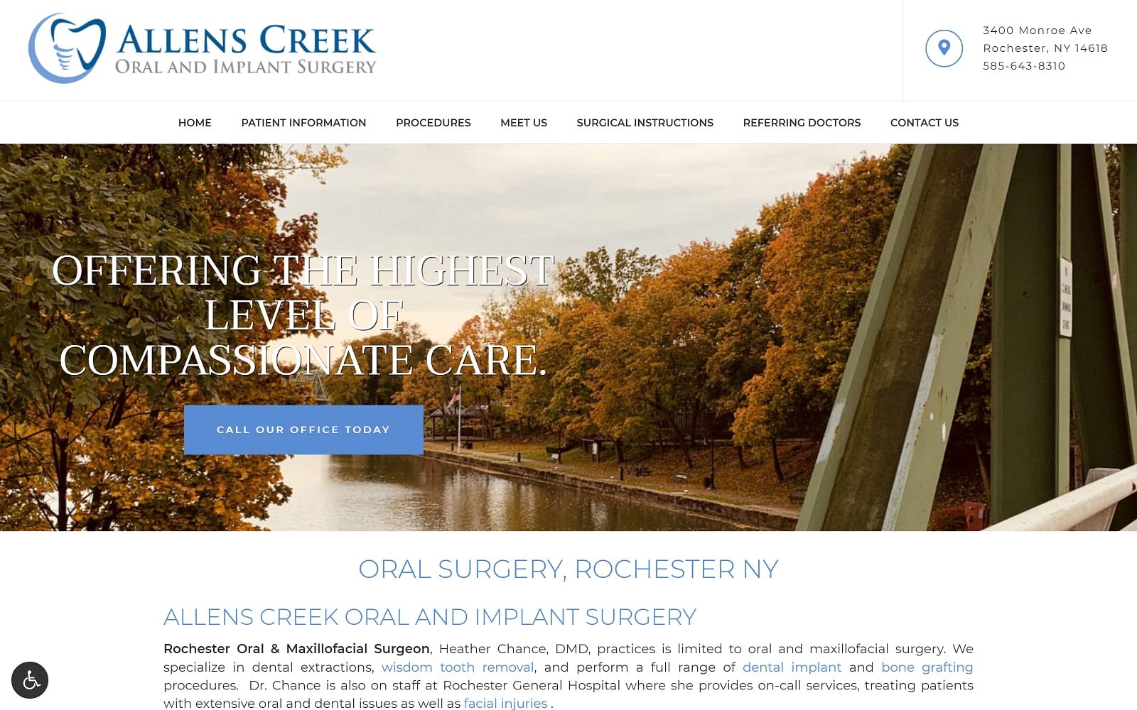 The screenshot of allens creek oral and implant surgery allenscreekoralsurgery. Com website