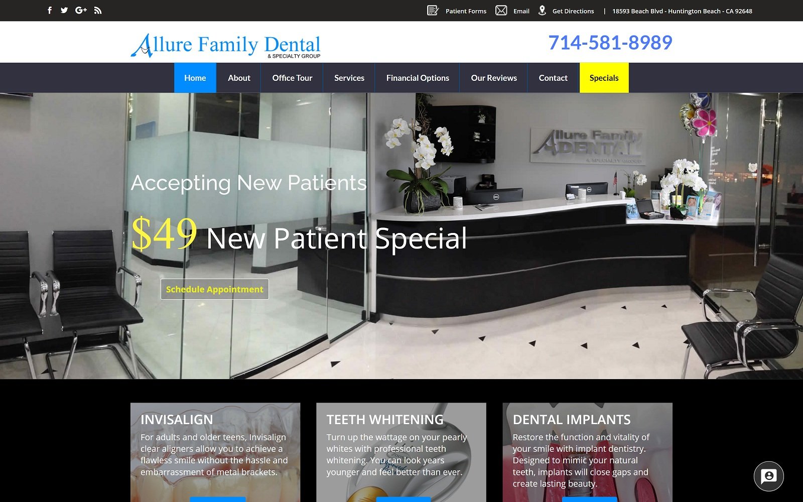 The screenshot of allure family dental & specialty group allurefamilydentalgroup. Com website