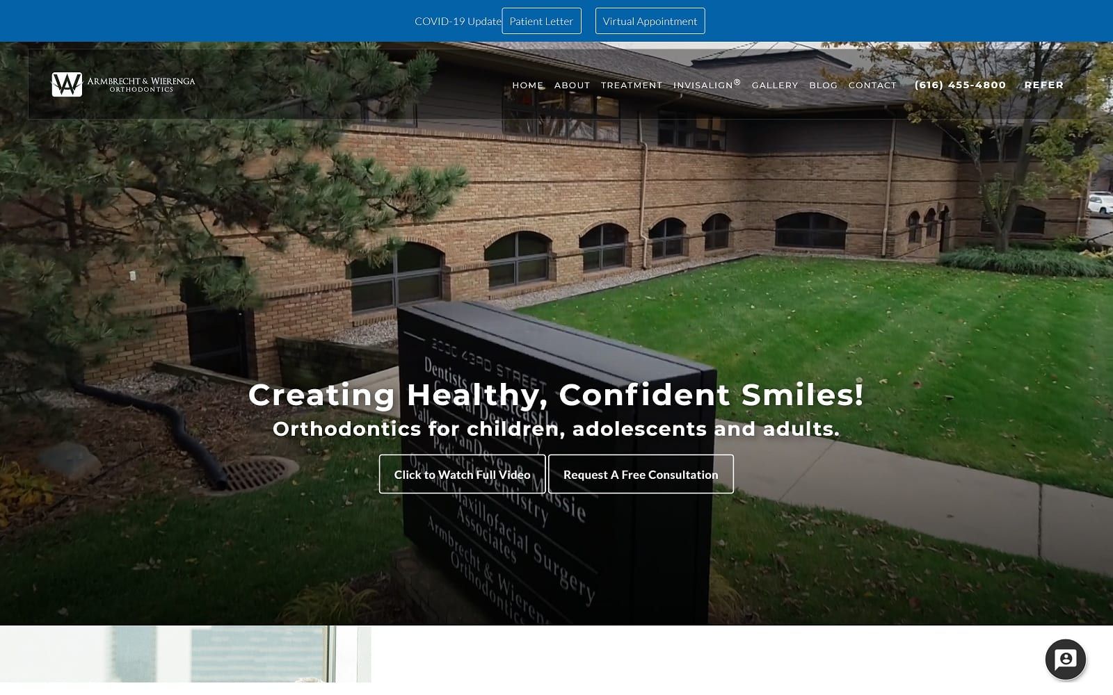 The screenshot of armbrecht & wierenga orthodontics awbraces. Com website