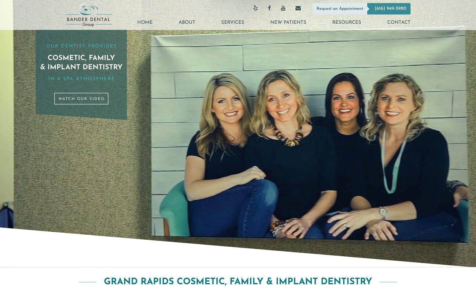 The screenshot of bander dental group of grand rapids banderdentalgroup. Com website