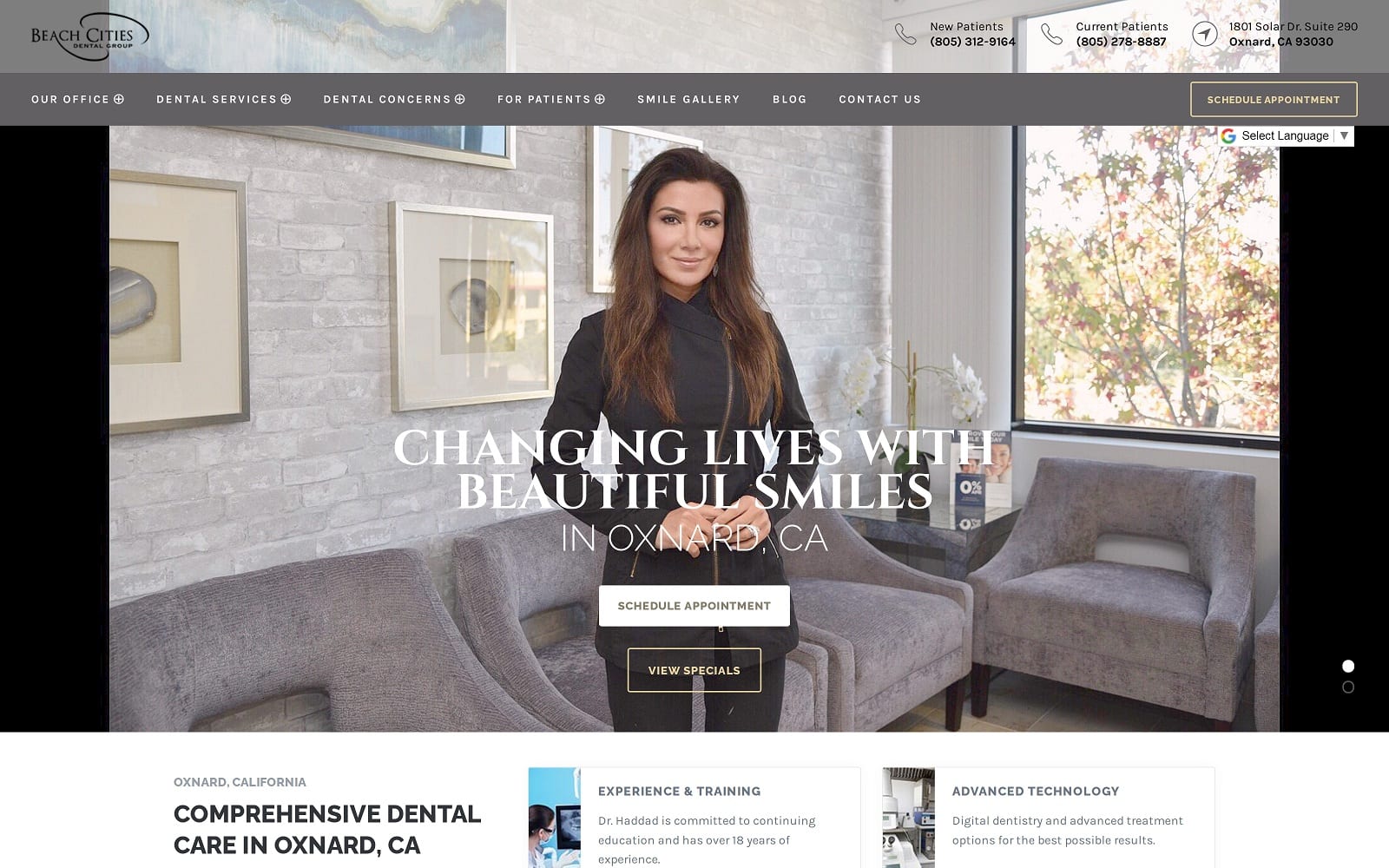 The screenshot of beach cities dental group: georgia haddad, dds beachcitiesdentalgroup. Com website