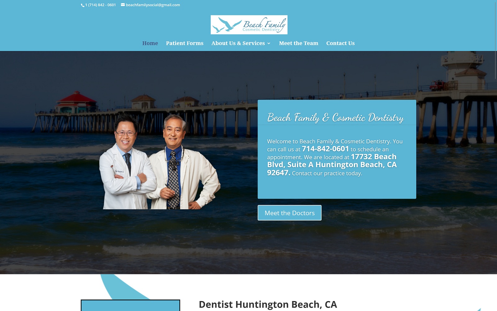 The screenshot of beach family cosmetic dentistry beachfamilydentistry. Com website