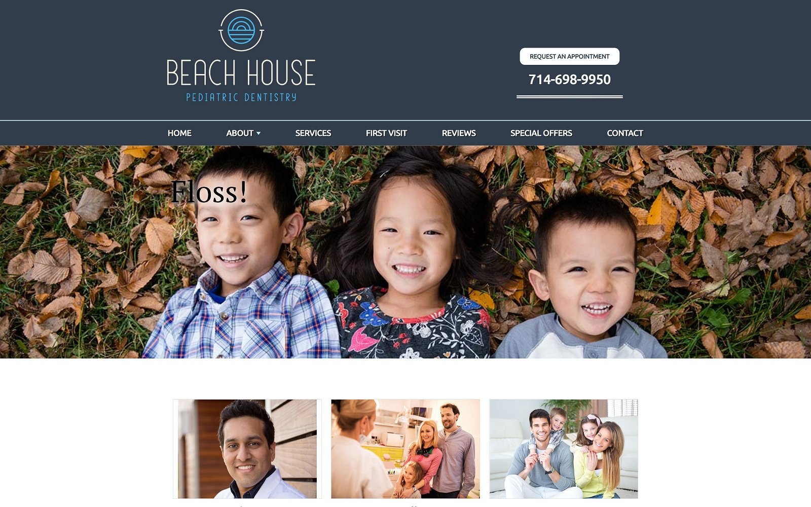 The screenshot of beach house pediatric dentistry beachhousepd. Com website