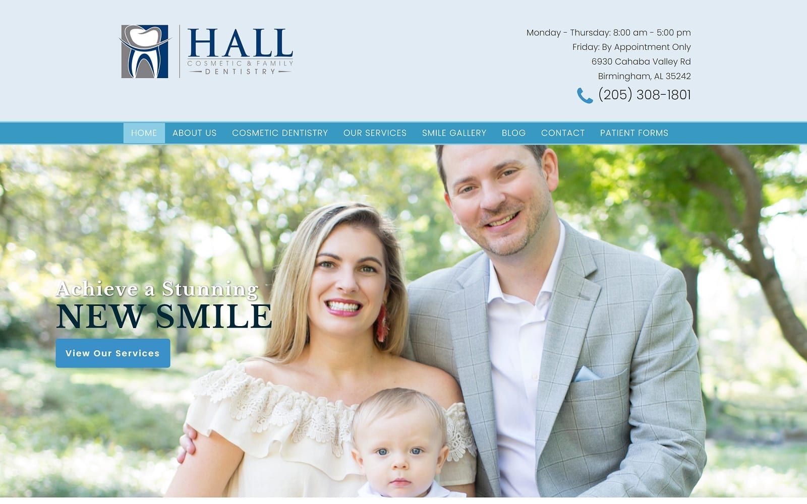 The screenshot of hall cosmetic & family dentistry birminghamdmd. Com dr. Josh hall website