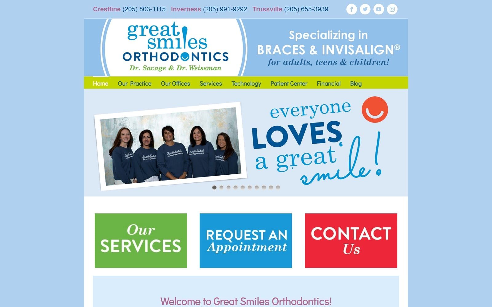 The screenshot of great smiles orthodontics - inverness bracesbygreatsmiles. Com website