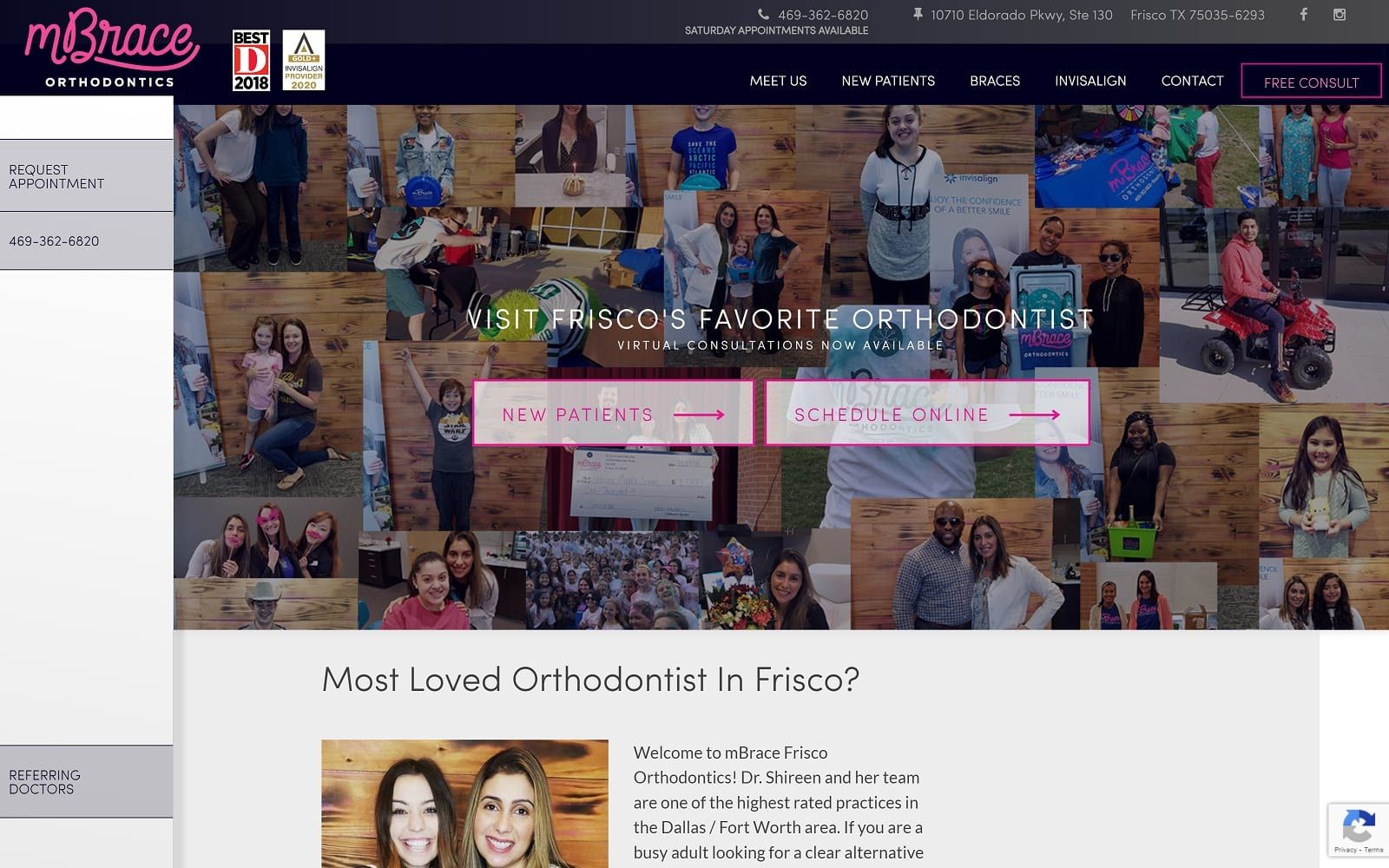 The screenshot of mbrace frisco orthodontics bracesfrisco. Com dr. Shireen website