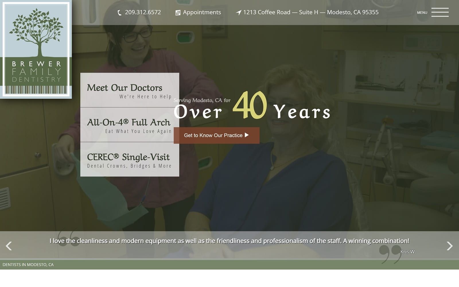 The screenshot of brewer family dentistry brewerdentistry. Com dr. Dean brewer website