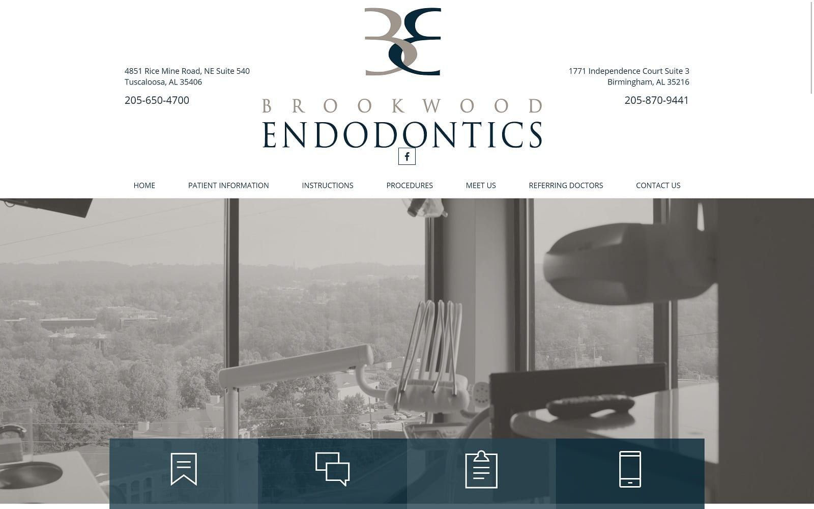 The screenshot of brookwood endodontics brookwoodendo. Com website