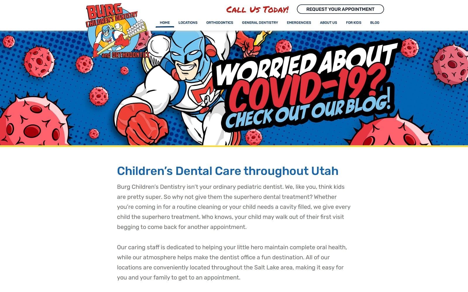 The screenshot of burg children's dentistry: eastgate office (salt lake city) burgchildrensdentistry. Com website
