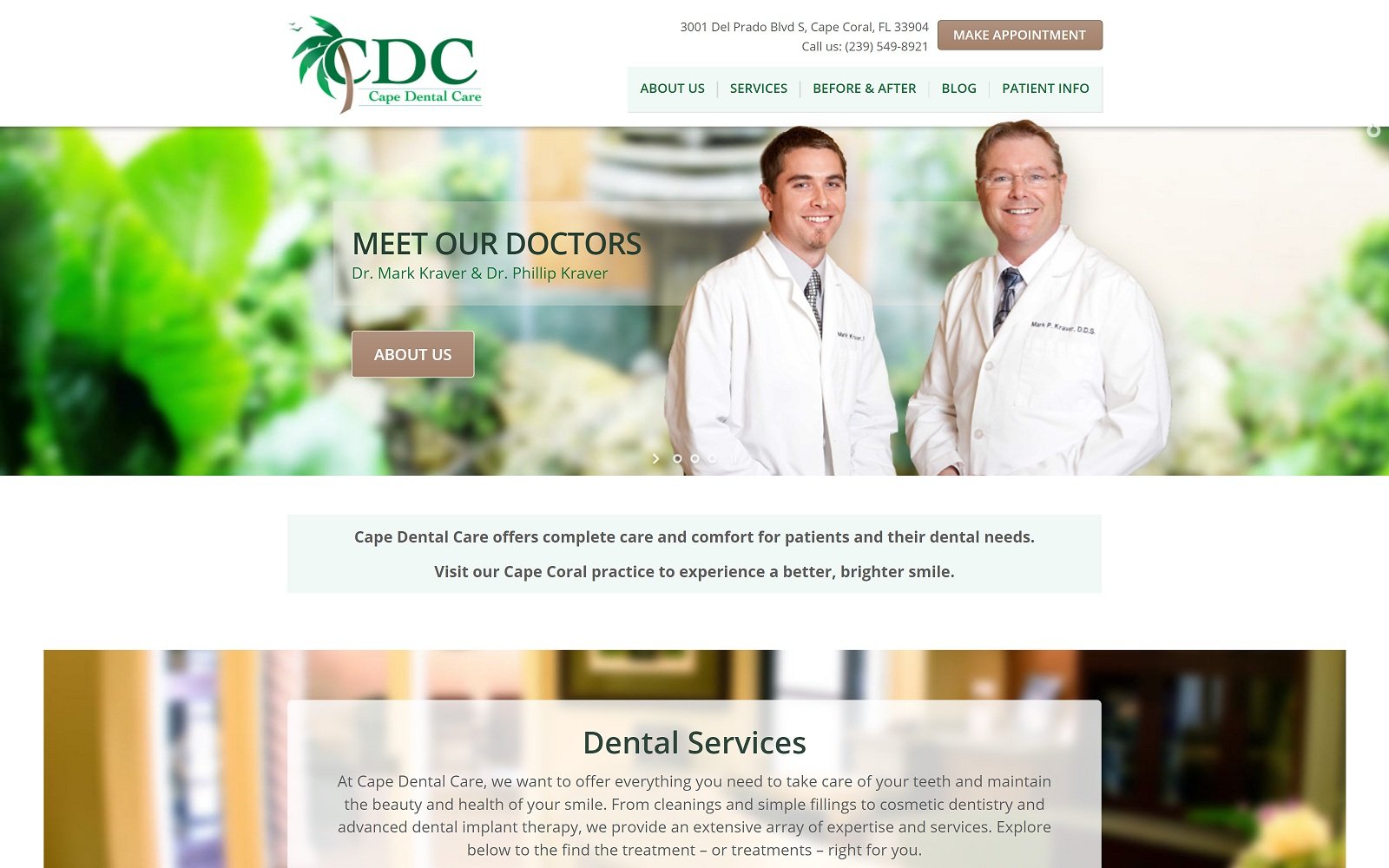 The screenshot of phillip kraver dmd - cape dental care capedental. Com website