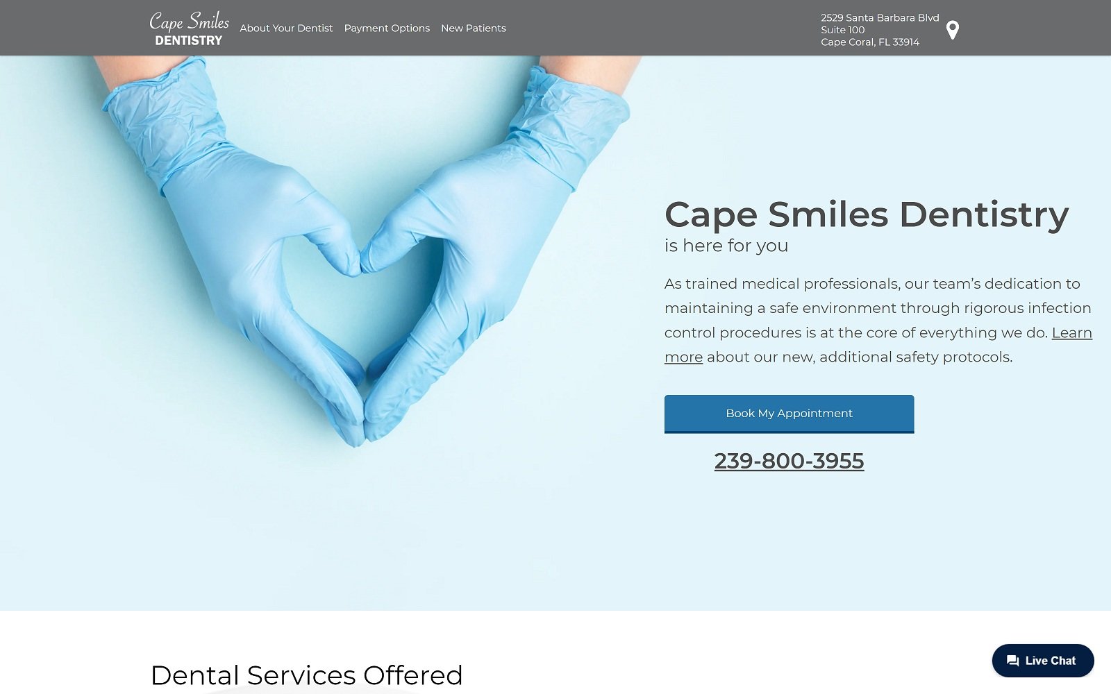 The screenshot of cape smiles dentistry capesmilesdentistry. Com website