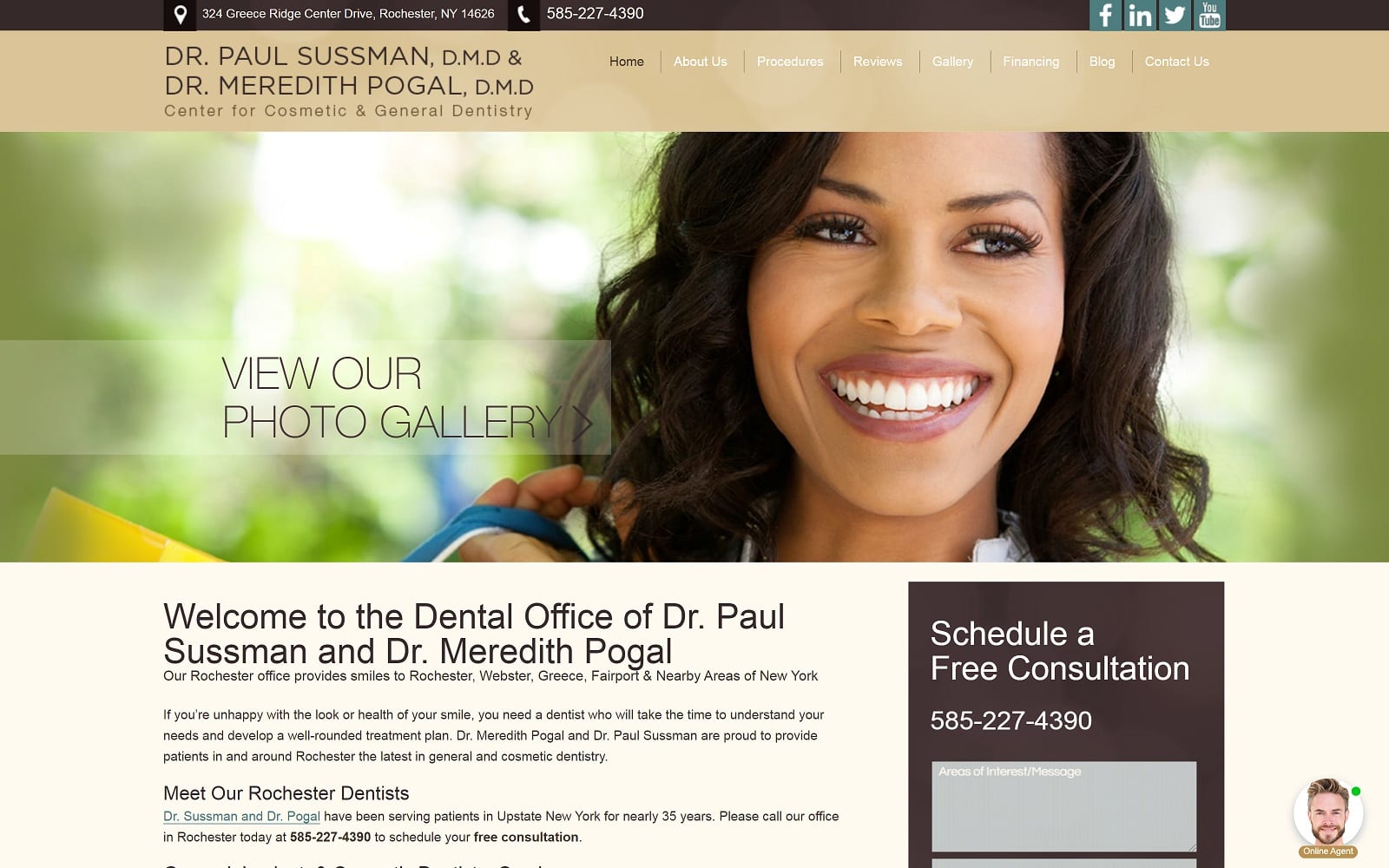 The screenshot of center for cosmetic dentistry centerforcosmeticdentist. Com dr. Paul sussman website