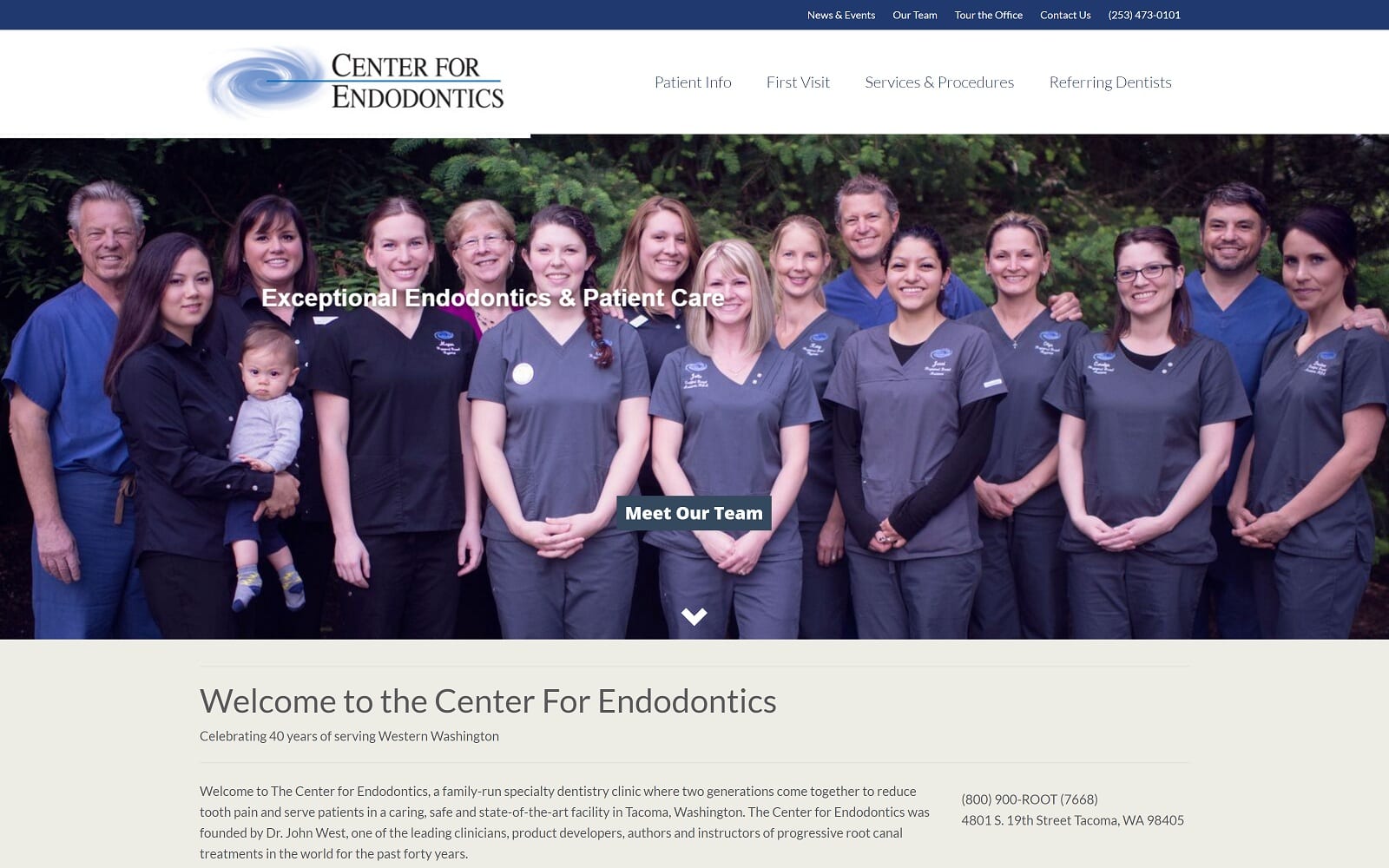 The screenshot of center for endodontics centerforendodontics. Com dr. John west website