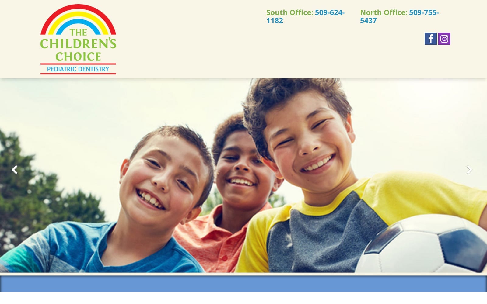 The screenshot of the children's choice for dentistry childrenschoicedental. Com website