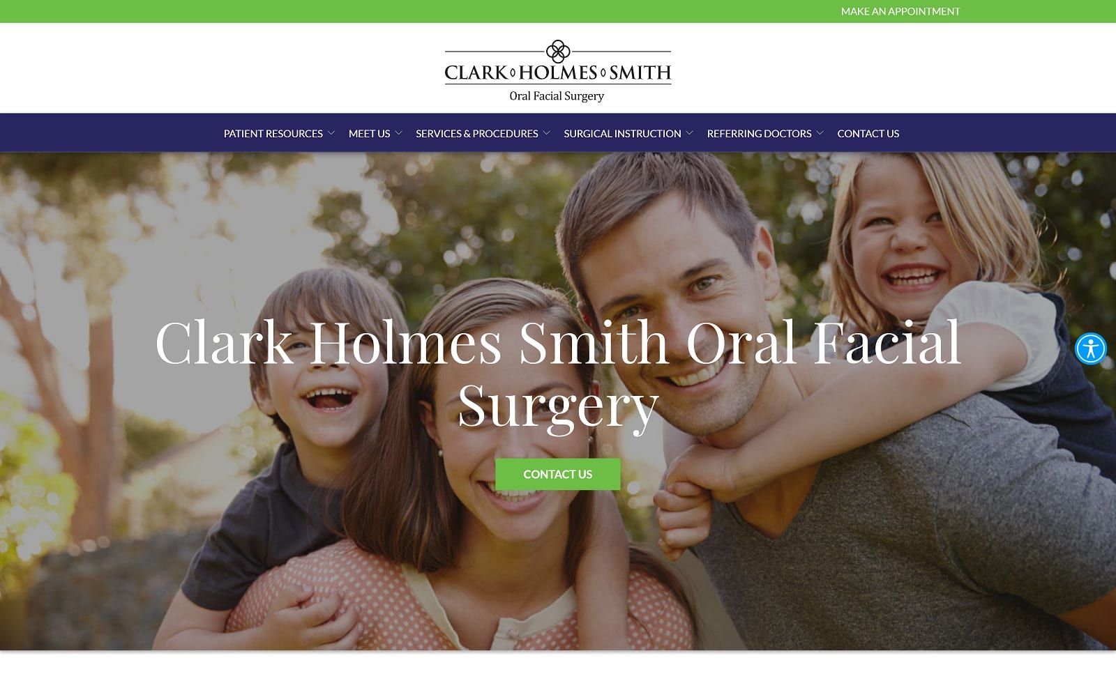 The screenshot of clark holmes smith oral facial surgery clarkholmes. Com website