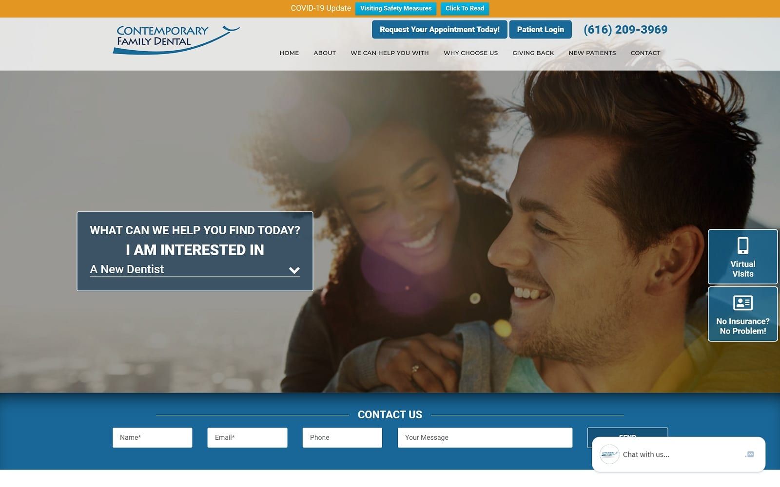 The screenshot of contemporary family dental contemporaryfamilydental. Com website