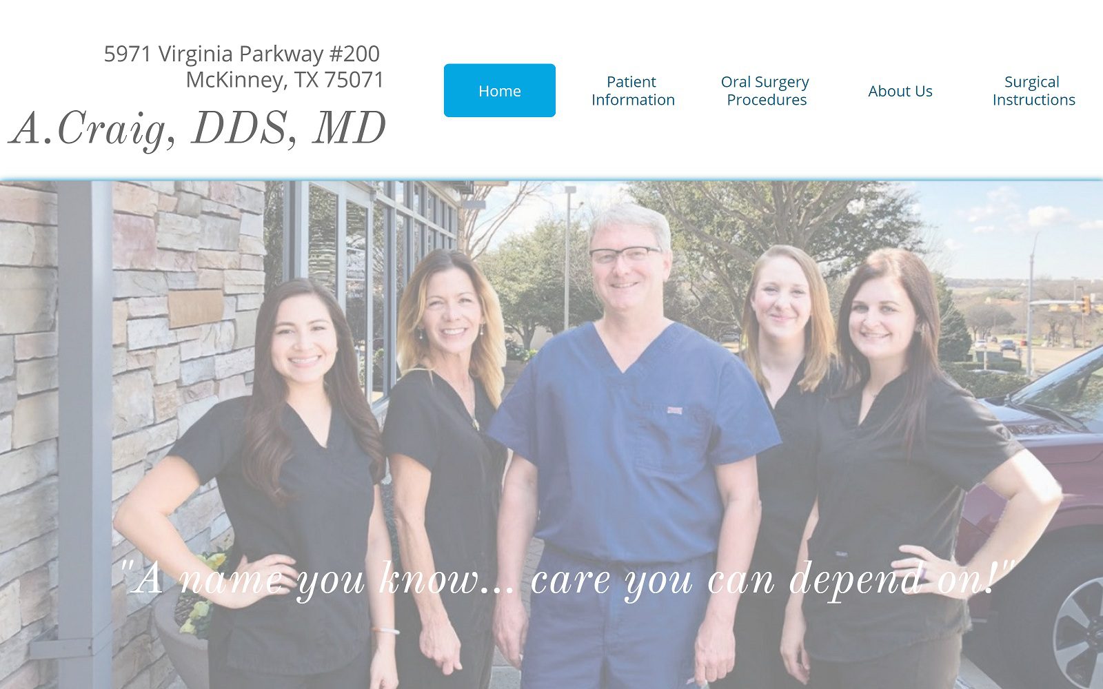 The screenshot of mark a. Craig, dds, md craigoralsurgery. Com website