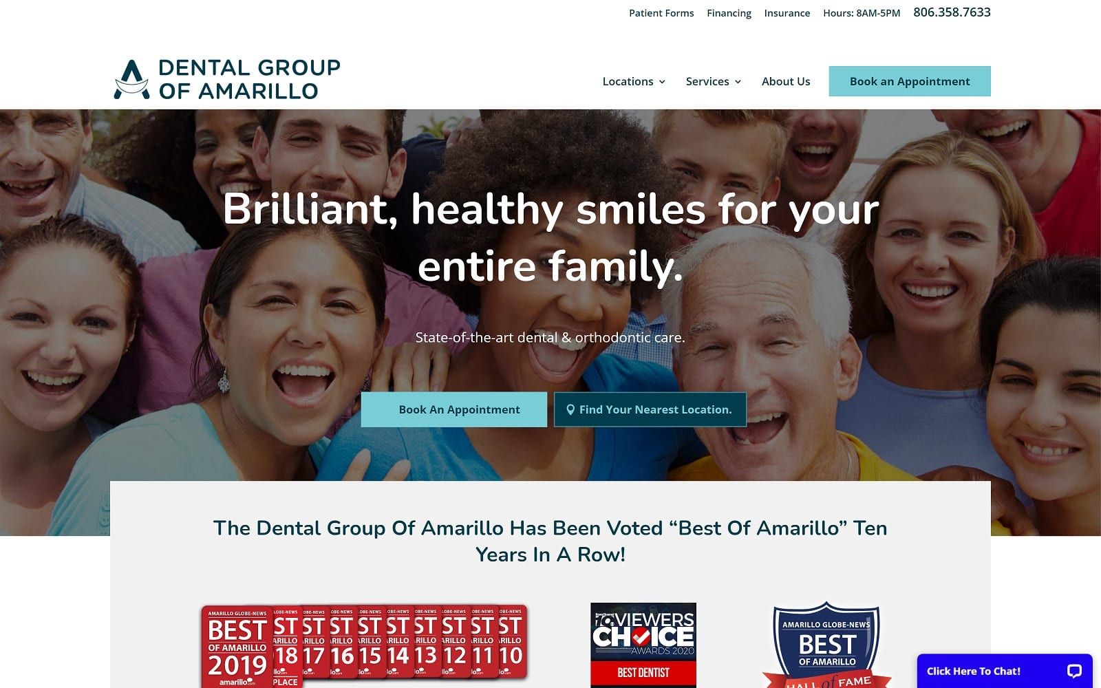 The screenshot of dental group of amarillo dentalgroupofamarillo. Com website