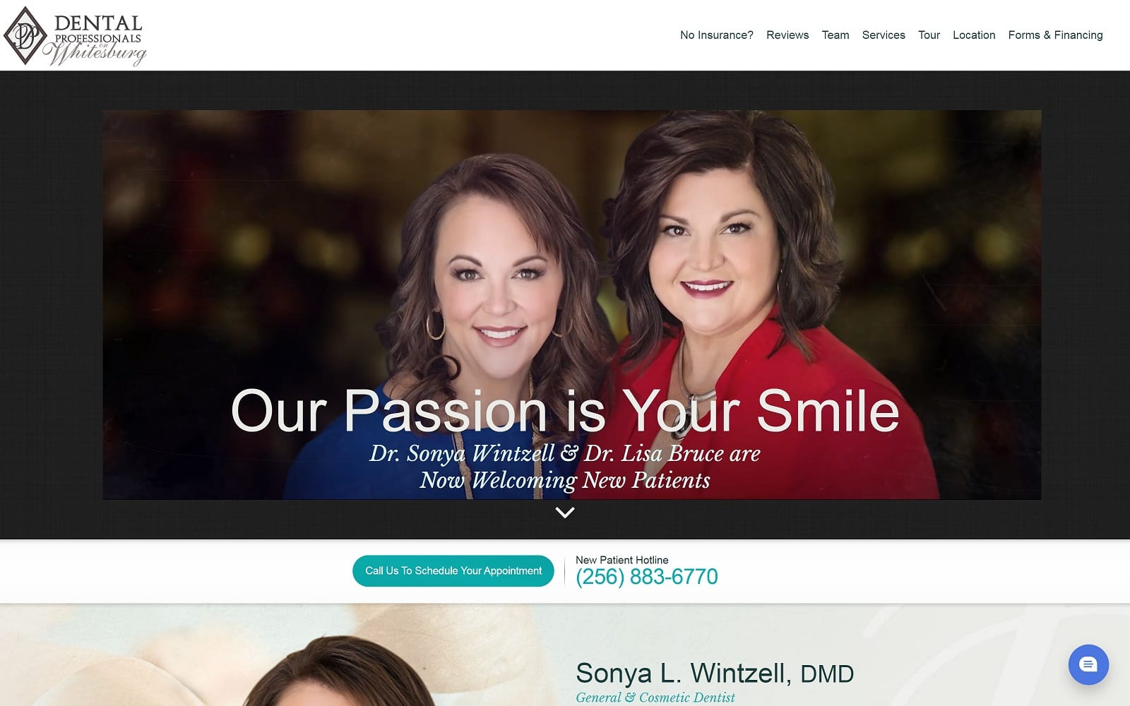 The screenshot of dental professionals on whitesburg dentalprofessionalsonwhitesburg. Com dr. Sonya l. Wintzell website