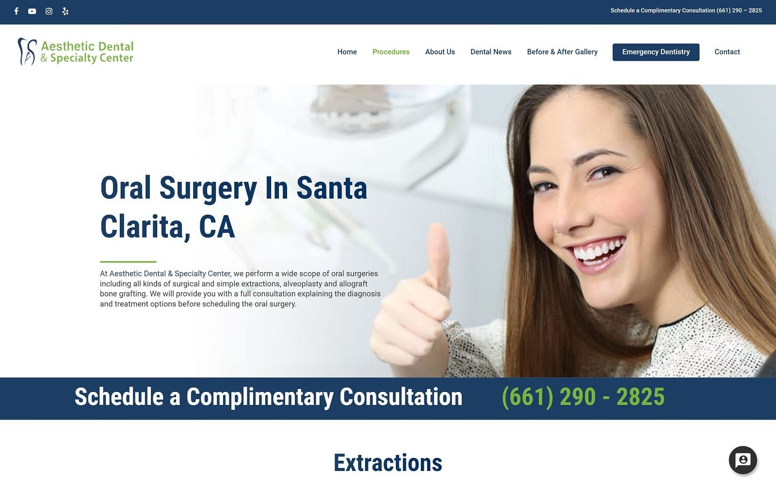 The screenshot of aesthetic dental & specialty center - santa clarita dentalscv. Com website