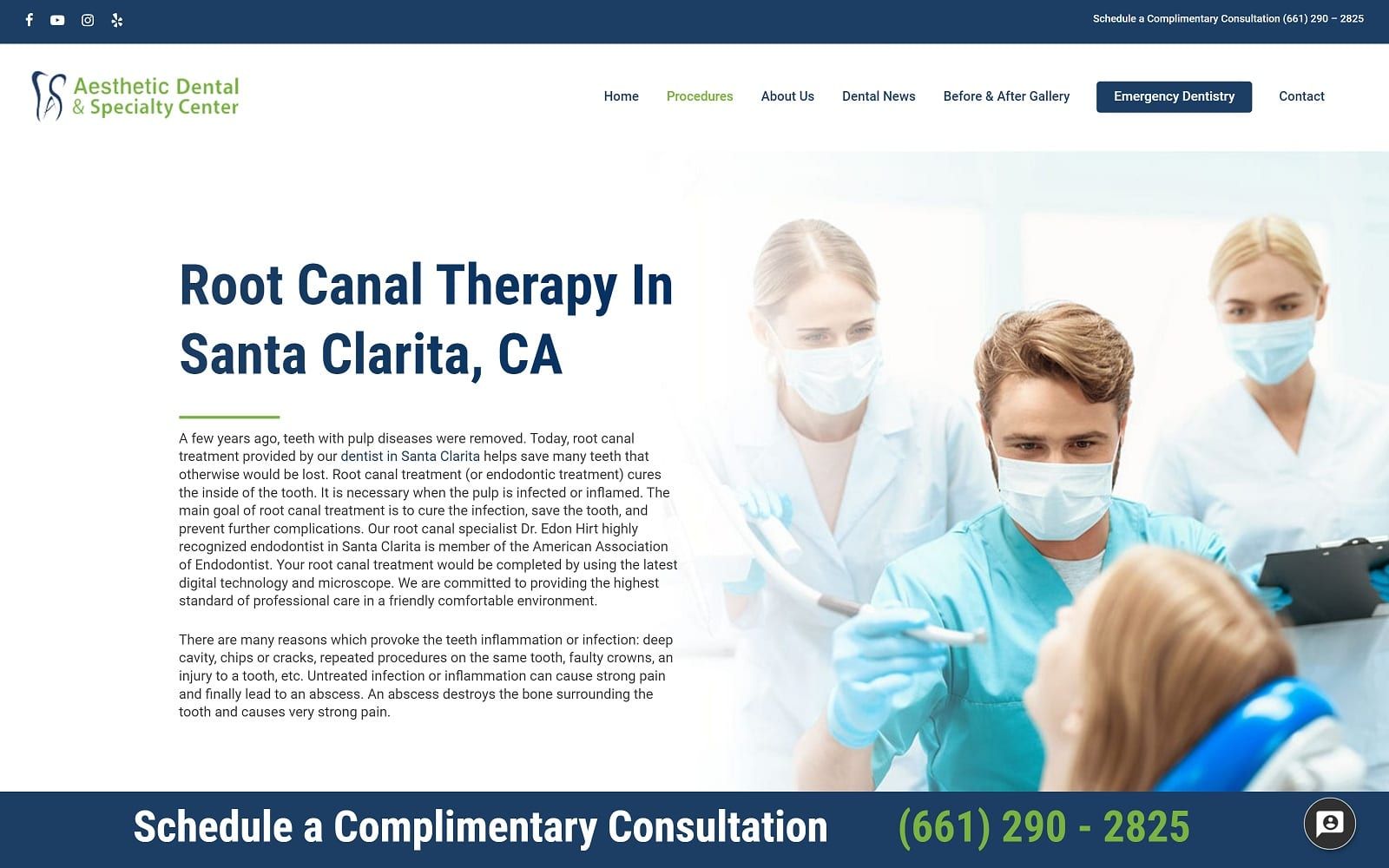 The screenshot of aesthetic dental & specialty center - santa clarita dentalscv. Com website