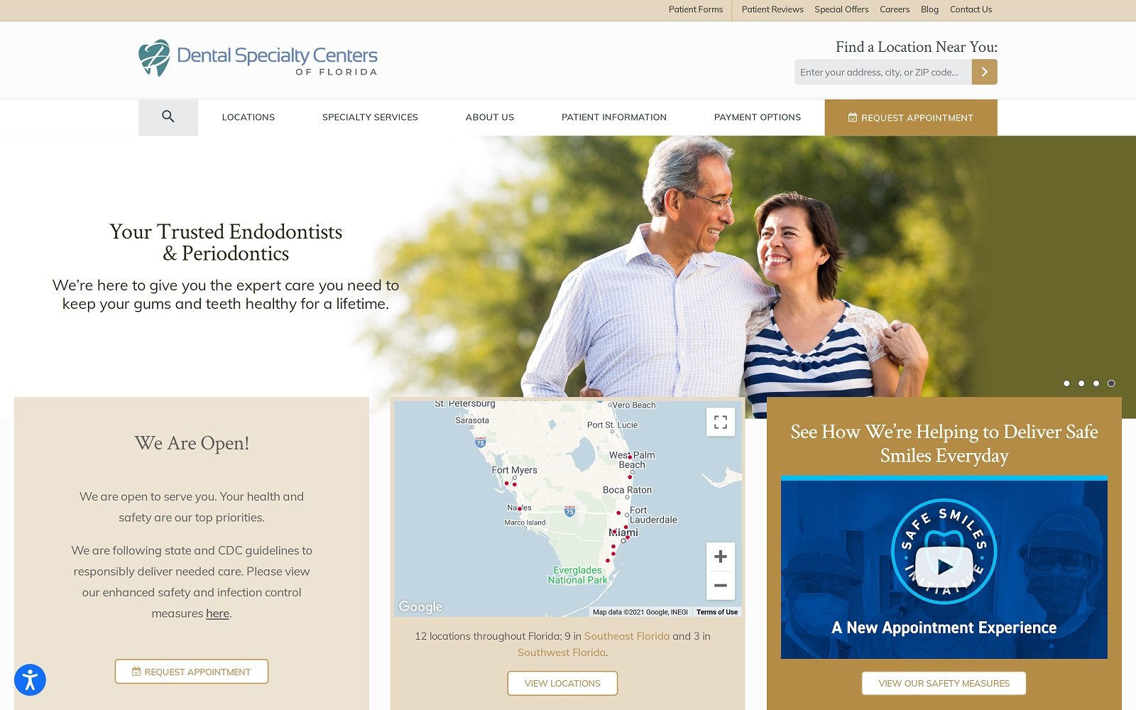 The screenshot of dental specialty center of cape coral dentalspecialtyflorida. Com website