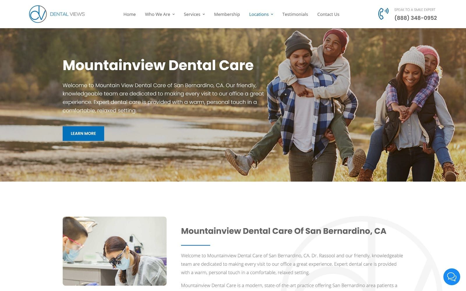The screenshot of mountainview dental care mountainviewdentalcare. Net dr. Rassool website