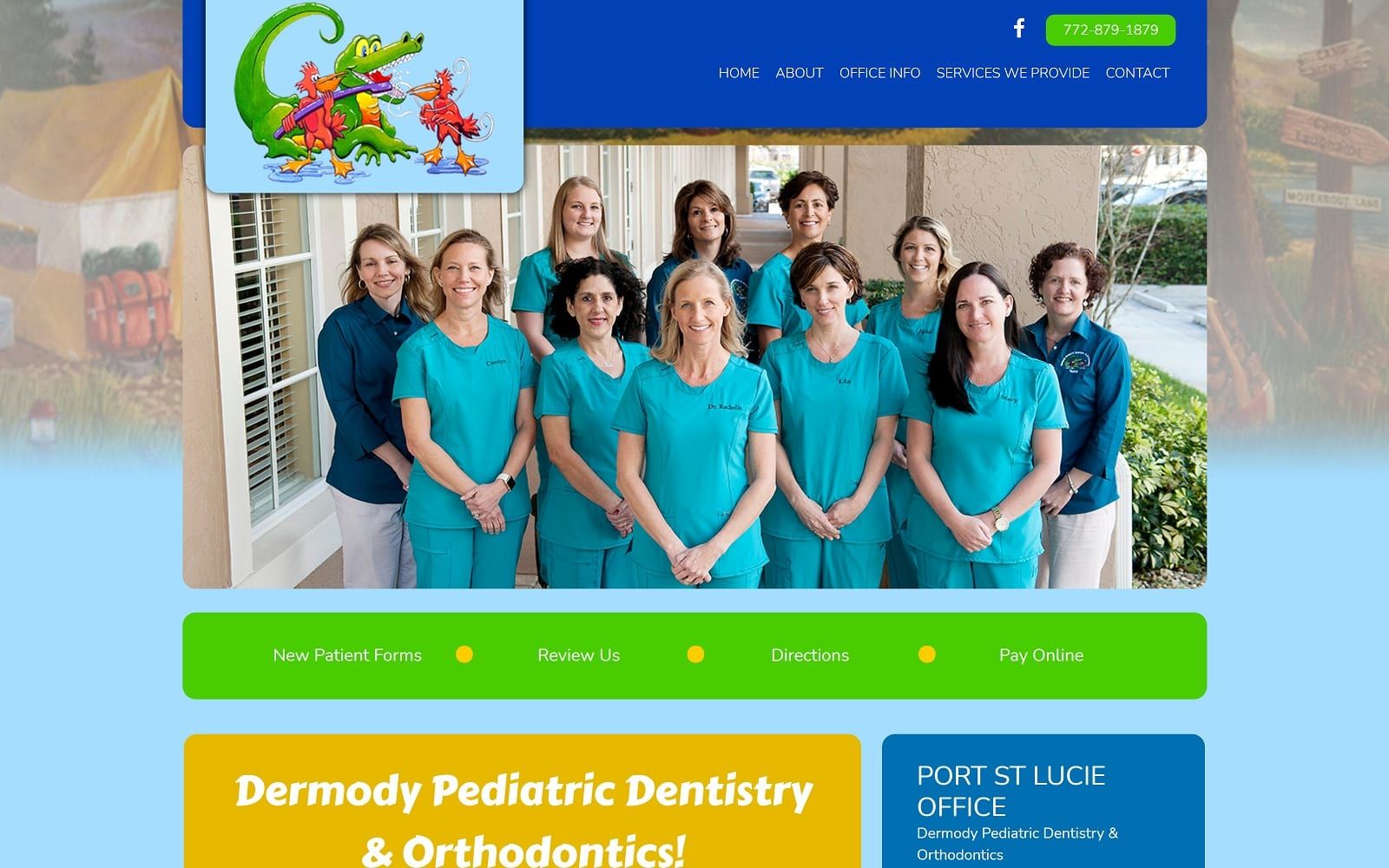 The screenshot of dermody pediatric dentistry & orthodontics dermodydental. Com website